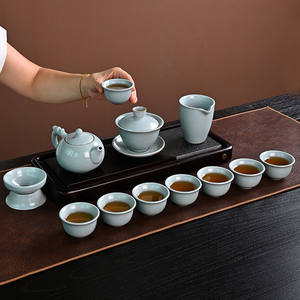 Juego de Té de Cerámica Dehua Ru Kiln, Caja de Regalo Grande y Completa para Té Kung Fu con Certificados, Estilo Chino Tradicional, para Uso en Oficina - Product Image 3