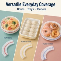 Couvre-aliments transparents en LDPE avec ouverture élastique pour bols à pâtes, plateaux à sushis, plateaux à raviolis et préparation en caféterie