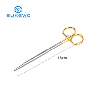 Ciseaux à rhinoplastie à bout arrondi KEWO, ciseaux à rhinoplastie à bout arrondi à manche doré, 12,5/14/16/18 cm, ciseaux de dissection nasale