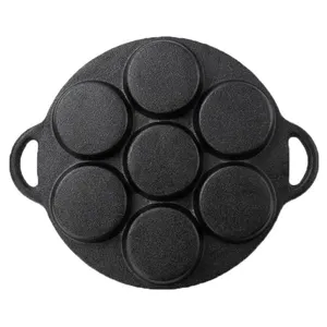 7 Hole Cast Iron Cookware Bakeware Muffin Mould Cake Takoyaki Egg Frying Pancakes Baking Pan