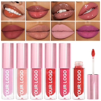 Gloss à lèvres brillant mat naturel végétalien OEM, 48 couleurs, non collant, tube rond rose, imperméable