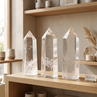 Pierre de cristal naturelle, quartz clair hexagonal, obélisque, colonne, pierre brute pour la décoration de la maison, du bureau, de la table, ornement, cadeau