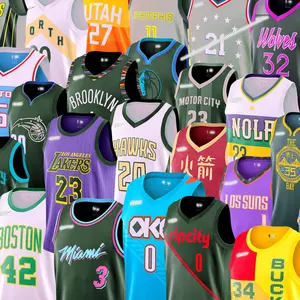 camisetas de baloncesto de bg Suppliers-Camiseta de baloncesto N.B.A personalizada de alta calidad para 30 equipos, camisetas de sublimación en STOCK N.B.A, venta al por mayor