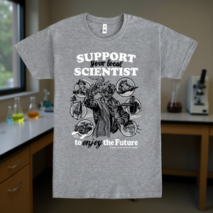 T-shirt « Soutenez votre scientifique local » gris unisexe, t-shirt promotionnel - Product Image 3