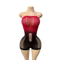 Combinaison de danse de scène W.E.Sparkly avec strass pour femmes, tenue de danseuse exotique, tenue de strip-teaseuse, combinaison de pole dance