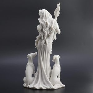 Escultura de Resina de la Diosa Griega de la Magia <span class=keywords><strong>Hécate</strong></span> con sus Perros, Diseño Veronese, 13 3/8 Pulgadas, con Acabado Blanco Mármol - Product Image 4
