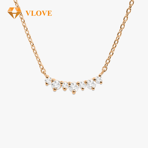 VLOVE เครื่องประดับผู้หญิงขายดีที่สุด สร้อยคอเพชรทรงเหลี่ยมธรรมชาติ 14K ทองคำ ประดับ<span class=keywords><strong>เพชร</strong></span>แบบคลัสเตอร์ ตัวเรือนแบบกรงเล็บ รับรองโดย IGI รูปทรงเรขาคณิต - Product Image 3