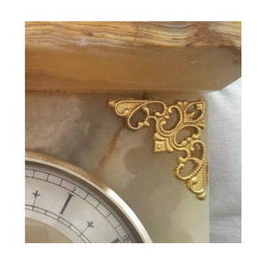 Antico stile reale bianco e marrone onice <span class=keywords><strong>orologio</strong></span> da tavolo unico pezzo di tempo <span class=keywords><strong>analogico</strong></span> per la decorazione in vendita - Product Image 4