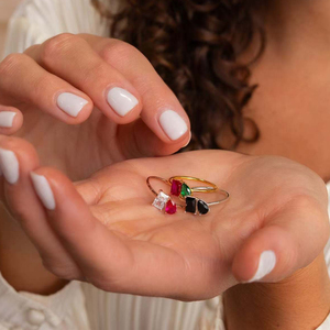 Birthstone <b>Adjustable</b> <b>Ring</b> | 18K PVD Gold Plated Stainless Steel 12 Month Trendy Jewelry for Women | Waterproof & Hypoallergenic - Product Image 5