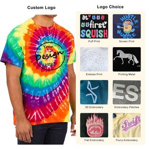 사용자 정의 100 빗질 코튼 타이 염색 셔츠 스크린 인쇄 일반 여름 캐주얼 염료 티셔츠 어린이와 성인에서 귀하의 디자인과 남성 - Product Image 2