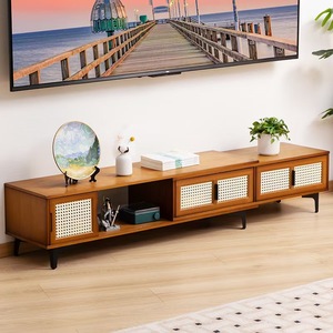 Meuble <span class=keywords><strong>TV</strong></span> style bois, armoire de sol minimaliste moderne, console <span class=keywords><strong>TV</strong></span> multifonctionnelle de luxe léger pour petit salon - Product Image 3