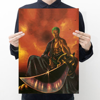 Demon Slayer One Piece Phim Hoạt Hình Placard Trang Trí Nội Thất Retro Giấy Kraft Poster Anime