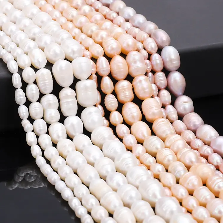 Natural freshwater pearsl rice pearl handmade diy loose beads