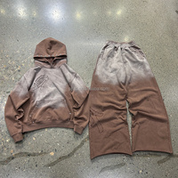 Survêtement personnalisé à éclaboussures de peinture Survêtement vintage en détresse surdimensionné pour hommes Ensemble sweats à capuche et pantalons de survêtement à jambes larges