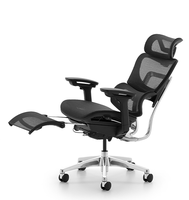 Chaise de bureau ergonomique en maille avec accoudoirs 4D réglables, support lombaire, base en alliage d'aluminium, siège pivotant et fonction d'inclinaison