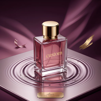 Flacon de parfum rose carré à fond épais avec boîte d'emballage personnalisable avec logo