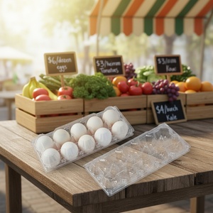 Contenedor de Almacenamiento de Huevos de Plástico Transparente al por Mayor, Paquete de 12 Unidades, para Huevos de Gallina, Ideal para Mercado Familiar, Granja y Refrigerador - Product Image 1