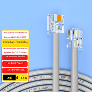 Cable Telefónico HAILE de 4 Hilos HT-<span class=keywords><strong>110</strong></span>-3M, Cable de Conexión de Cobre Puro con Cabeza de Cristal Gris de 2 m (Juego de 10 Piezas) - Product Image 1