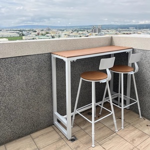 Gỗ Hiện Đại Chân Cao Ngoài Trời Cao Bàn Thanh Và 4 Ghế Trang Trí Nội Thất Patio Ngoài Trời Dài Bảng Cho Nhà Bếp Ăn Sáng Thanh - Product Image 2