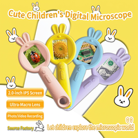 Mikroskop Digital Anak-anak Genggam Portabel Mini Saku Hd Lampu Led 500X Zoom Mainan Edukasi Sains Pengajaran Rumah Sekolah