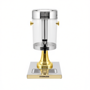 Distributeur de boissons en acier inoxydable 8L, carafe transparente avec robinet pour boissons froides, jus, thé glacé, eau, usage commercial - Product Image 1