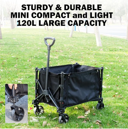 Carrello Pieghevole Da Giardino 100L - Porta Fino A 150kg Con Ruote Large - Foto 10