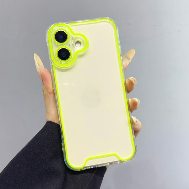 Clear Luminous Glowing Phone Case for iPhone 16 15 14 13 12 11 Pro Max Transparent Neon Fluorescent Frame Phone Cover