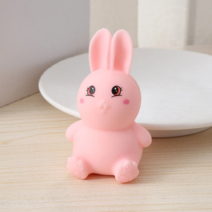 Cute Bunny Squeeze Toy White and Pink Silicone Stress Relief Fidget Toy for Kids Unisex Age 2 to 4 Years - Product Image 3