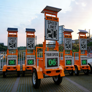 Intelligent Road Construction Work Zone Variable Speed Limit Aluminum Trailer Foldable Solar Radar Speed <b>Sign</b> High Brightness - Product Image 1