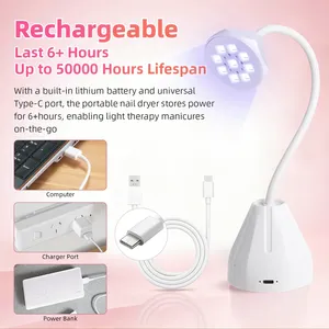 DianaBeauty Rechargeable Nail Lamp 360. Adjustable Desktop UV Lamp for Nails 9 LED Manicure Lamp for Curing Gels and Nail Polish - Product Image 6