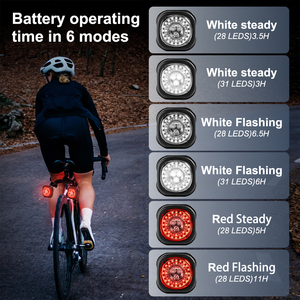Luces Delanteras y Traseras Inteligentes Inalámbricas para Bicicleta ABS, 300LM, 6 Modos, Recargables por USB, Luz de Freno, Señal de Giro, Resistentes al Agua IPX5 - Product Image 4