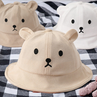Sombrero de Pescador de Lino y Algodón con Dibujos Animados de Osos para Bebés y Niños, Sombrero Casual para Exteriores para Niños y Niñas