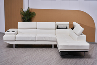 Großhandel Günstige White Air Leder Stoff Wohnzimmer L-förmige Sofa garnitur Kopfstütze verstellbare Schnitts ofa zum Verkauf