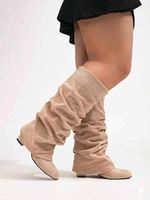 Direct usine, Bottes montantes grande taille à mollet large, avec fermeture éclair intérieure et boucle métallique, confortables et tendance, à talon épais, style souple, pour Hiver Automne Printemps