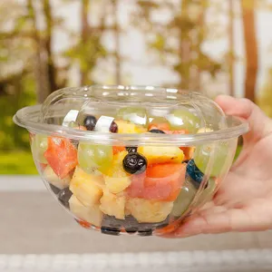 Customizable Plastic Salad Container Salad Bowl Transparent Plastic Packaging For Food Fruit Vegetable