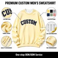 Sudadera Oversize Unisex Amarillo Crema con Texto Arqueado Personalizado, Cuello Redondo, Manga Larga, Estilo Casual, Venta al por Mayor OEM