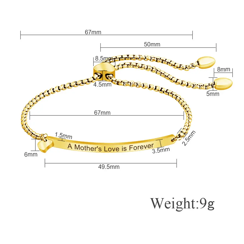 Fashion discount engraved sign DIY custom logo bar bangle gold stainless steel blank chain link bracelet for men