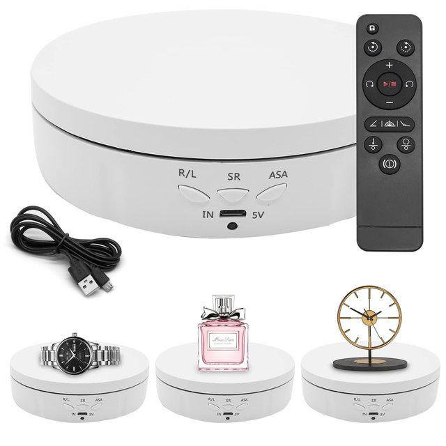 KAMPHO 5.75inch/22LB Load 360 Degree Rotating Motorized Photography Turntable With Remote Controller for Products Photo Video