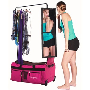 Échantillon gratuit Sac de danse avec logo personnalisé pour une compétition de spectacle Sac à vêtements roulant avec porte-vêtements et valise de danse - Product Image 3