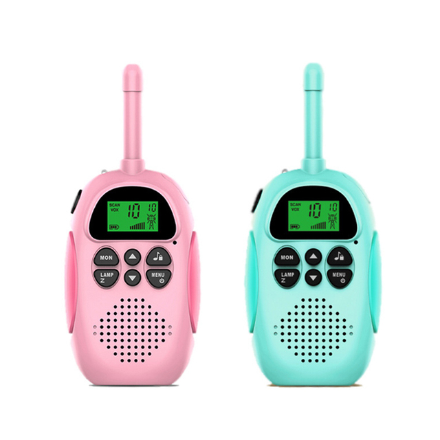 2pcs Kids Handheld Walkie Talkies 2-Way Radio Long Range Communication Tool with LCD Display Toys for Communication Practice