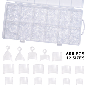 600 faux ongles longs semi-couvrants en ABS, transparents, sans lime, 12 tailles, durables, pour extension de manucure en salon - Product Image 3