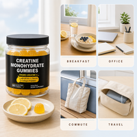 Gummies de créatine monohydrate OEM saveur citron sans sucre, complément sportif avec BCAA et peptides de collagène pour le soutien musculaire