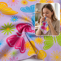 Tissu Popeline en Coton Léger et Respirant Imprimé Papillons et Fleurs – Vente en Gros