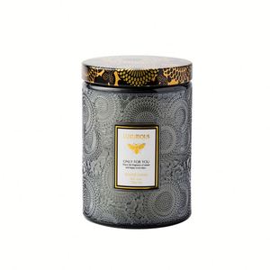 Bougie parfumée artisanale en cire de soja sans fumée dans un verre gaufré, décoration de luxe pour la maison, souvenir, cadeau - Product Image 2
