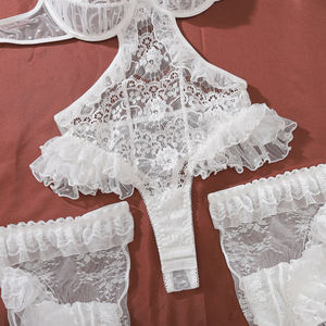 Sexy Adult Lace Dessous Set Daring Hollow Out Bodysuit Frauen Call of the Night Lace Rüschen Ganzkörper mit Handschuh Strumpf - Product Image 6