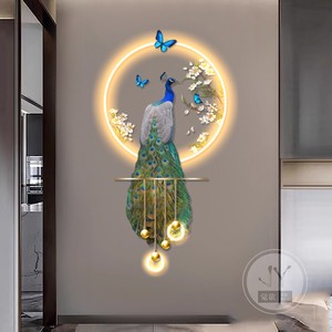 Lámpara de Pared LED Tridimensional de Alta Gama, Cristal y Porcelana Ecológica, Diseño de Pavo Real, para Entrada o Pasillo - Product Image 4