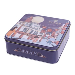 Usine en gros carré Cookie <span class=keywords><strong>Biscuit</strong></span> métal boîte de rangement bonbons <span class=keywords><strong>chocolat</strong></span> étain conteneur emballage - Product Image 2