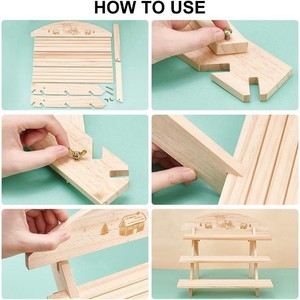 Wooden <b>Desktop</b> Display Rack Trapezoidal Jewelry Storage Figurine Organizer Natural <b>Wood</b> Color Light Weight Horizontal - Product Image 3