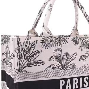 Sacs fourre-tout en <span class=keywords><strong>toile</strong></span> <span class=keywords><strong>de</strong></span> coton <span class=keywords><strong>Toile</strong></span> <span class=keywords><strong>de</strong></span> <span class=keywords><strong>Jouy</strong></span> en gros, imprimé Paris, motif tropical noir et blanc, style français, sac <span class=keywords><strong>de</strong></span> courses réutilisable - Product Image 2