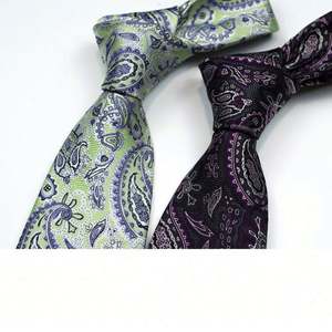 Wholesale Custom High Grade <b>Ties</b> Men Light Green Purple Cashew Business Paisley Neckties for Men - Product Image 1